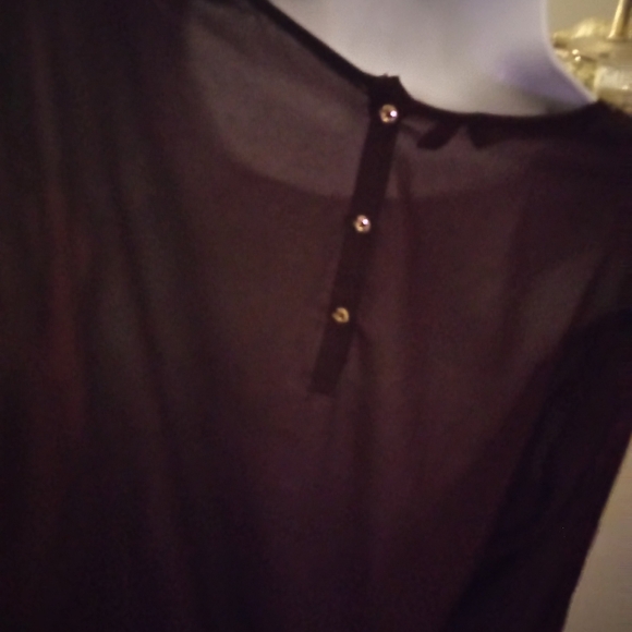 Kardashian Kollection Womens Burgundy Blouse XL Chiffon Sheer Lace Overlay - Picture 10 of 13